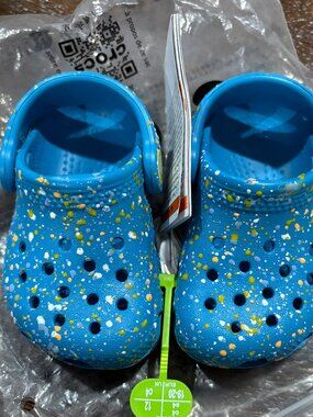 Crocs Classic Paint Splatter Toddler Baby Shoes Blue sz c4 NWT NEW